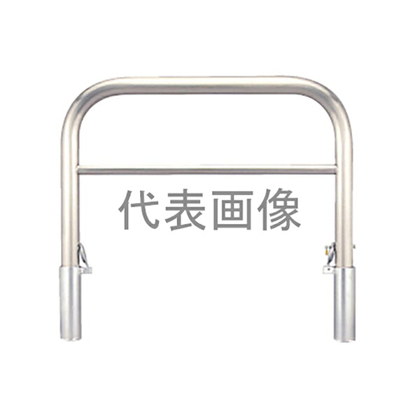カネソウ 車止め Y続きもの YAW6L10-DL 1048216612 [車止め ステンレス鋼製 アーチ形型横赤ちょうちん付 脱着式 埋設管スチール写真製蓋付 鍵付]