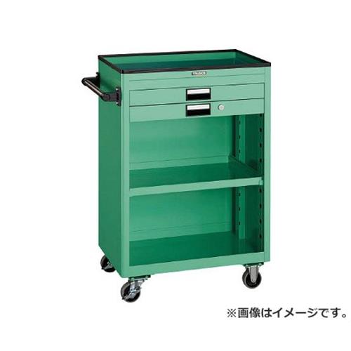 TRUSCO 物の具手押し車 600X400 浅型2抽き出し 幕板付 YG NTS620PYG [r20][s9-833] DIY・工具-工具収納用品-キャビネットワゴン