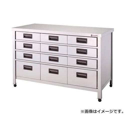 アズマ ステンレス製縦型引出し付作業台 1200&times;600&times;800 引出し数12 HTVO1200 [r21][s9-034]｜ミナトワークス