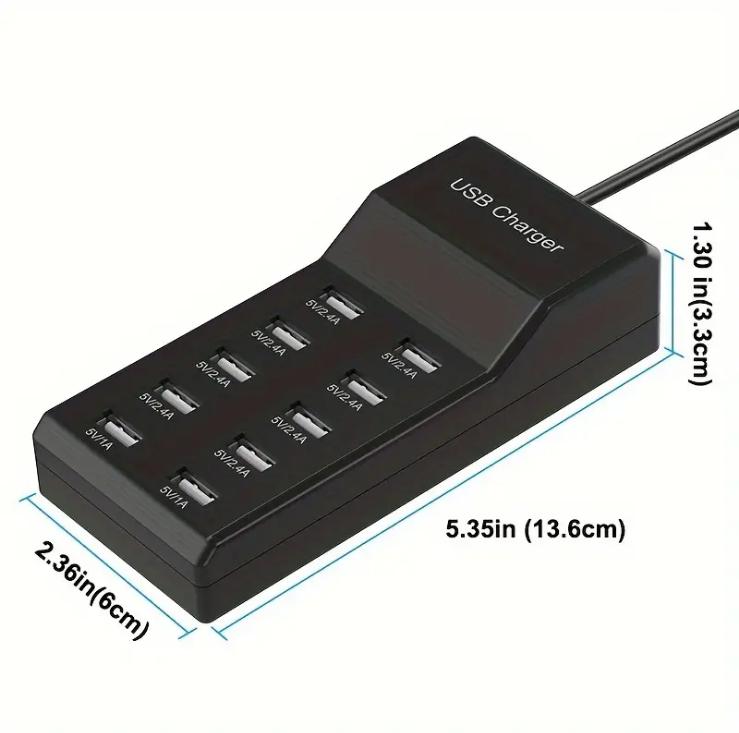 【楽天市場】10ポート USB 充電器 5V2.4A/1A ユニバーサルアダプター 複数のデバイスを同時に高速充電する充電器 100-240V ...