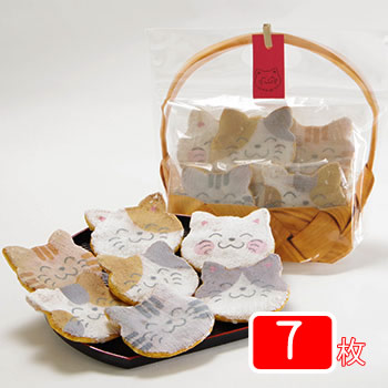 楽天市場 福々ねこ煎餅 七福にゃんべい 7枚入り袋 猫スイーツ ネコのお菓子 ねこ煎餅 ネコ好きさんへのプレゼントに最適 プチギフト菓子専門店 みなとや