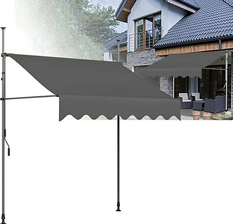オーニングテント 幅250/300cm オーニング?シェード 日よけ 2.0M-3.0M高さの調節が可能 巻き取り式 サンシェード オーニング ひさし 紫外線 目隠し 目かくし 遮光 クールサマーオーニング 角度 簡単設置 アーム伸縮タイプ|MIND FIT