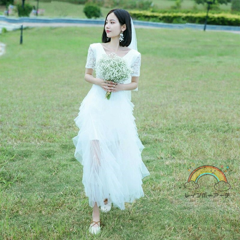 ウエディングドレス aライン 二次会 結婚式 花嫁 ブライダル 大きいサイズ フォーマル 演奏会 披露宴 ロング ウエディングドレス Vネック 発表会 コンサート 前撮り パーティードレス 海外挙式 ピアノ 発表会 小さいサイズ エレガント|MIND FIT