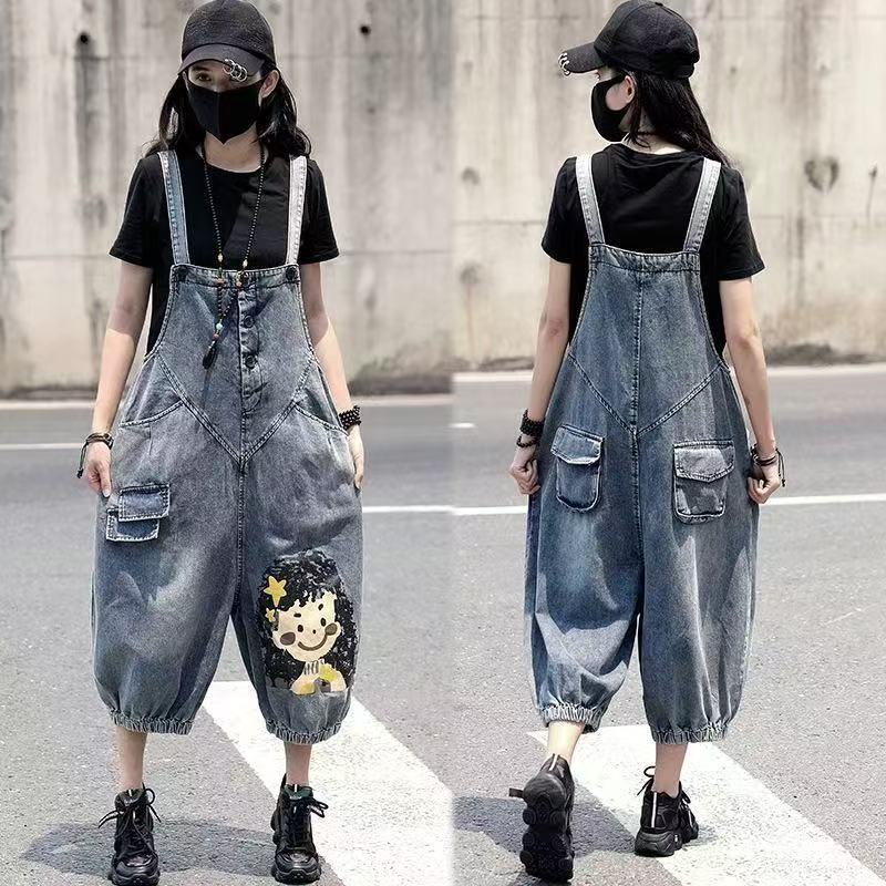 オーバーオール レディース 夏 ショートパンツ 七分丈 カジュアル 可愛い サロペット デニムサロペット デニムオーバーオール レディースデニム レディース夏物 体型カバー ゆったり かわいい おしゃれ オシャレ お洒落 個性的 ボトムス SLTD032(M-2XL)