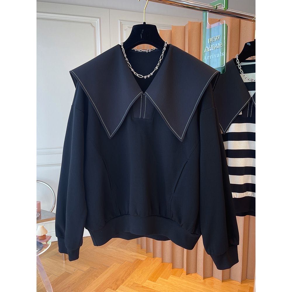 トレーナー レディース 大きいサイズ シンプル オーバーサイズ フード付き ボーダー柄 春秋 秋服 春服 長袖 薄手 トップス ゆったり 可愛い カジュアル LUEA242(2色L-4XL)