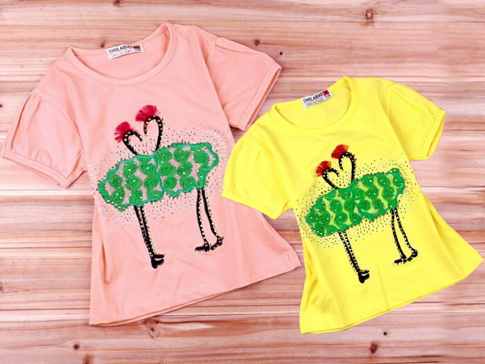 子供服 Tシャツ 女の子 半袖 子供 シャツ 子供服 半袖 Tシャツ デザイン ラインストーン ソフトなコットンジャージー素材の半そでトップス画像