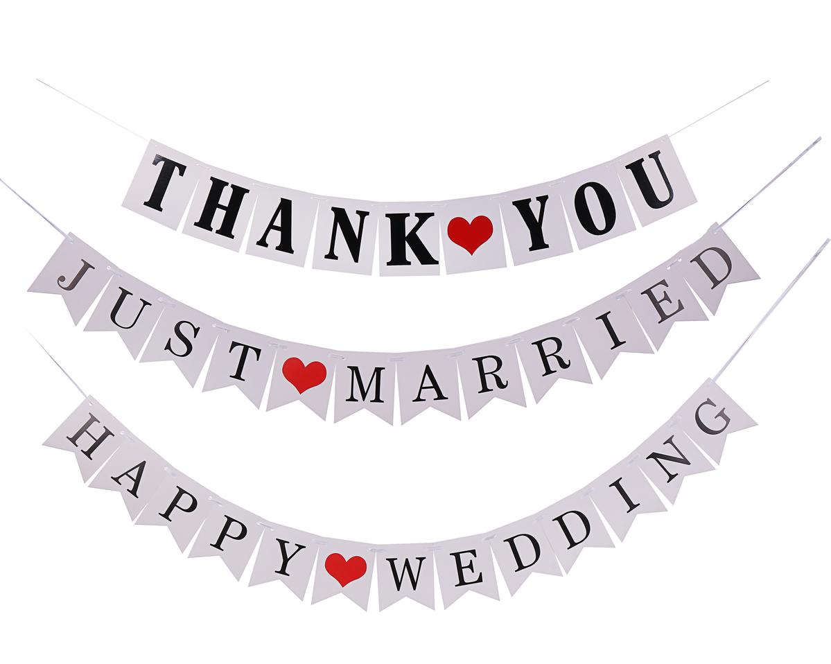 てなグッズや 期間限定特価品 結婚式 飾り 3点セット HAPPY WEDDING JUST MARRIED THANK YOU ガーランド ウェディング パーティ mmk-m60 underthebridgeny.com underthebridgeny.com
