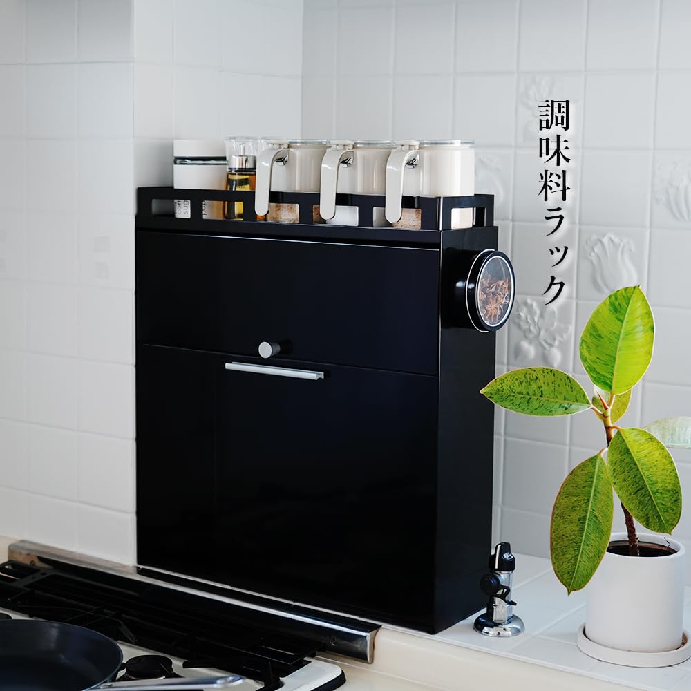 楽天市場】隠せる調味料ラック 前が開く フラップ式 キッチンラック