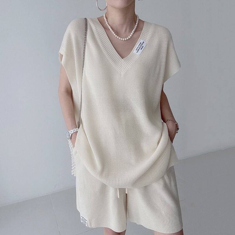 大人気 セットアップ 2点セット 春夏 半袖 ウエストゴム ゆったり 体型 