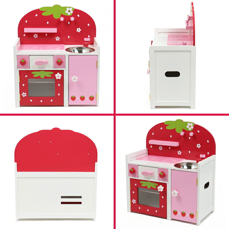 マザーガーデン 10 25までクーポン対象 木製 完成 ままごと 野いちご システムグリルキッチン 赤色 おままごと コンパクト 子供 家事 誕生日プレゼント お誕生日 3歳 4歳 5歳 女の子 子供 こども 完成 お誕生日 マザーガーデン アウトレットままごと キッチン