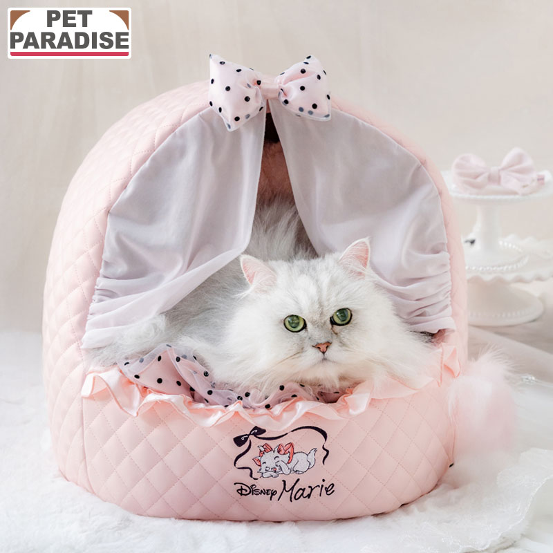 【ペットパラダイス公式】 ディズニー おしゃれキャット 猫 ハウス マリーちゃん ゆりかご ハウス | ピンク ふわふわ おしゃれ かわいい 猫 ペットベッド もこもこ 介護 洗える おしゃれ あごのせ 顎のせ