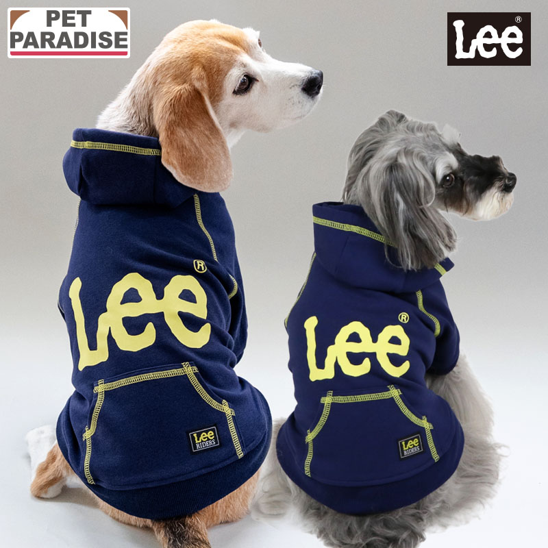 【ペットパラダイス公式】 Ｌｅｅ 犬 服 春 ステッチ パーカー 小型犬 中型犬 大型犬 | ネイビー ブランド カジュアル おしゃれ かわいい