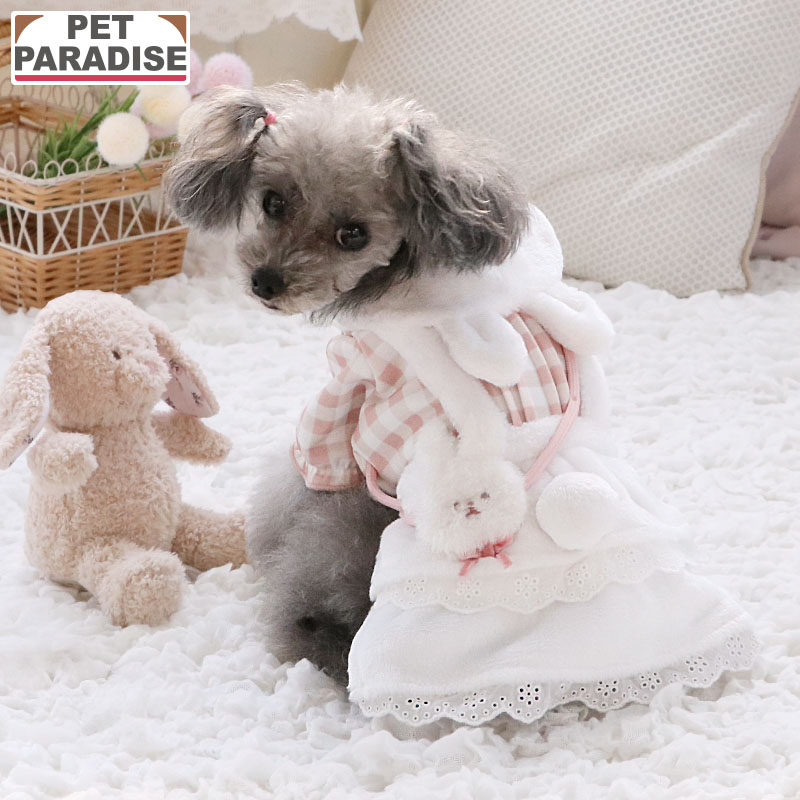 犬 服 春 チェック うさぎ スカート 小型犬 | フリル レース ピンク ブランド カジュアル おしゃれ かわいい
