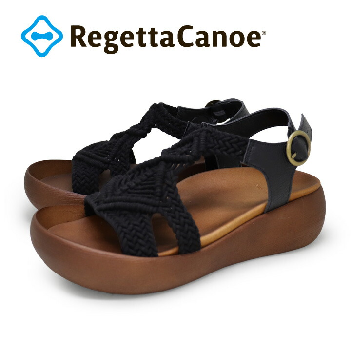 P10倍＆1000円オフクーポン別れ別れ中11日1時59分まで RegettaCanoe -リゲッタカヌー- CJBH-3010  厚底 マクラメサンダル 編み込み目論む ウエッジソール 肌理調 朦朦たる踵 履き分かりやすい 歩き分かりやすい レディース 溜まり場