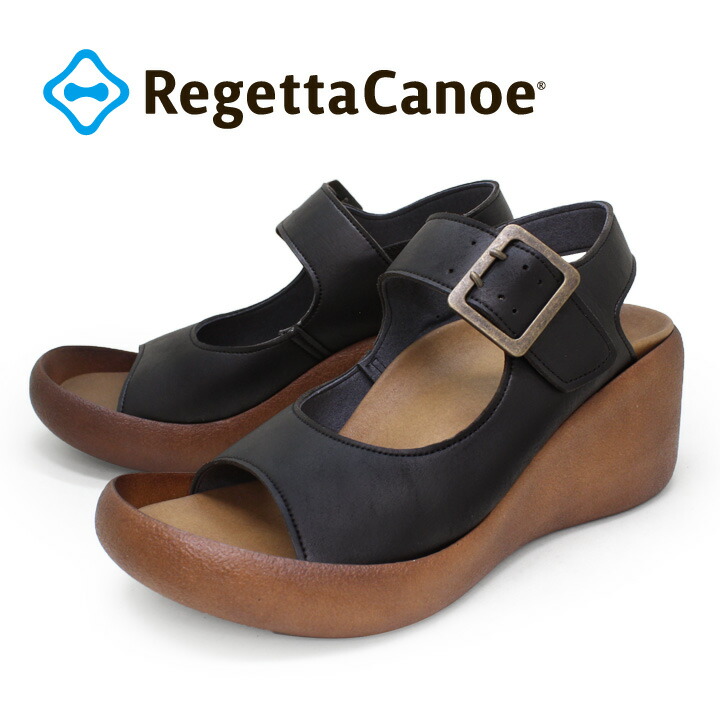 P10倍＆1000円オフクーポン散り散り中11日1時59分まで RegettaCanoe -リゲッタカヌー- CJBG-9103 厚底 ブロッジヒール バックル三尺帯 サンダル 履き分かりやすい 歩き分かりやすい  レディース