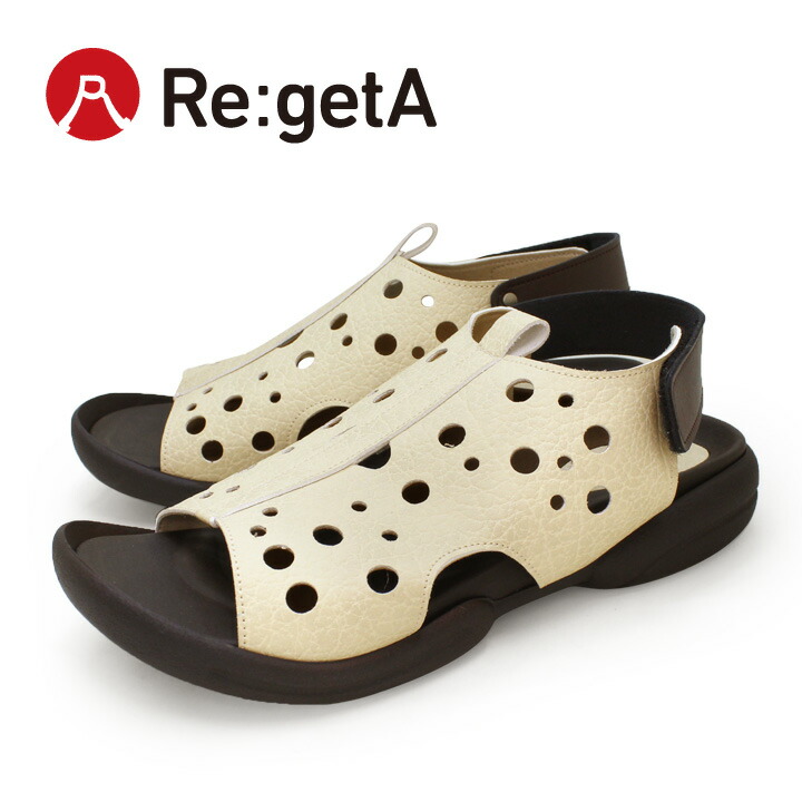 Re:getA リゲッタ R-286 パンチング サンダル 痛くなりにくい 歩きやすい 履きやすい グミサンダル 母の日 カバーサンダル