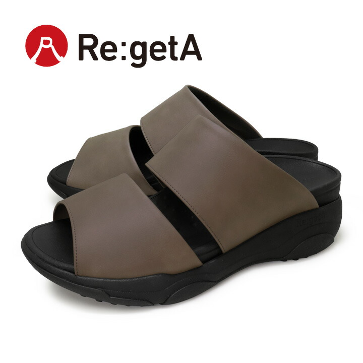 Re:getA -リゲッタ- RE-3004 メンズ 軽量 厚底 ダブルベルトサンダル メッシュ フラット 歩きやすい 履きやすい 痛くなりにくい EVA 父の日