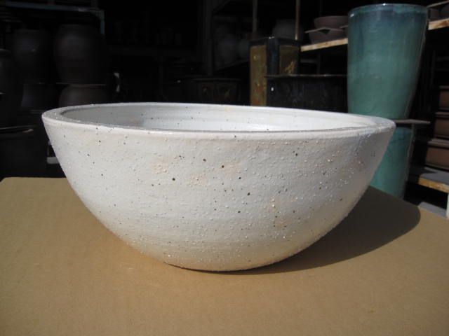白ボール型水鉢　小 水鉢　　 　　睡蓮鉢　 　水鉢　 　送料無料