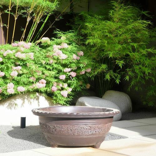 【現品をお届けします】【信楽鉢】大型窯肌足付縄渕中深鉢盆栽鉢 晴れ晴れしい 重厚 どっしり