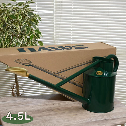 ジョウロ：メタルインドアカン【4.5Ｌ】グリーン色スチール製HAWS製｜園芸百貨店何でも揃うこぼんさい