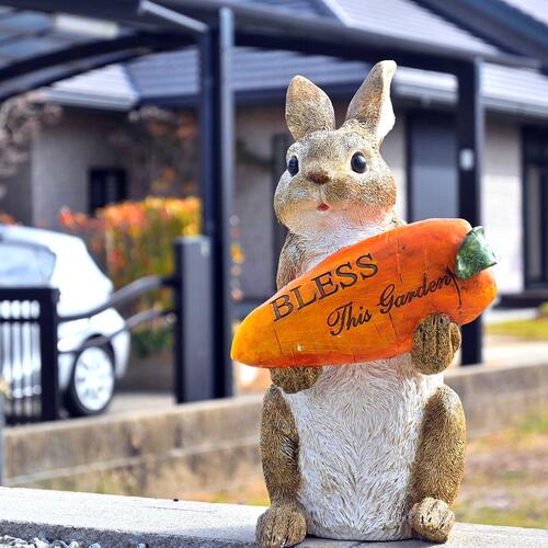 楽天市場】わらうさ キャロット 二つセットうさぎの置物 ラビット 藁