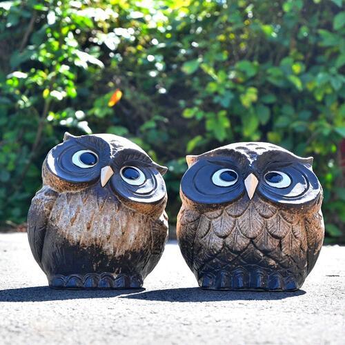 フクロウ － 置物・木彫り・守り神・開運 フクロウ 梟 福籠招福 置物 インテリア 木彫り 開運 風水 玄関 縁起物