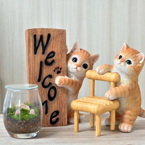 カラフル猫型ウェルカムボード、玄関オブジェ、猫鍵スタンド、オブジェ カラフル猫型ウェルカムボード、玄関オブジェ、猫鍵スタンド