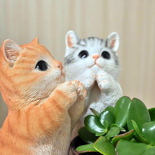 楽天市場】WOOBIA くっつく猫 ひよこ 2つセット置物 可愛い置物 ねこ