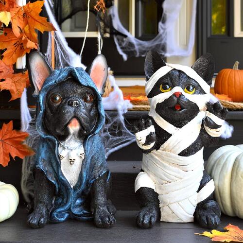 Halloween　ミイラキャット＆ドクロ犬　 ２つセット　ハロウィンパーティー　 仮装　可愛い置物　変わった置物　 10月31日　オブジェ　玄関　かわいい　 ハロウィーン　サプライズ　 プレゼントにもぴったりです。