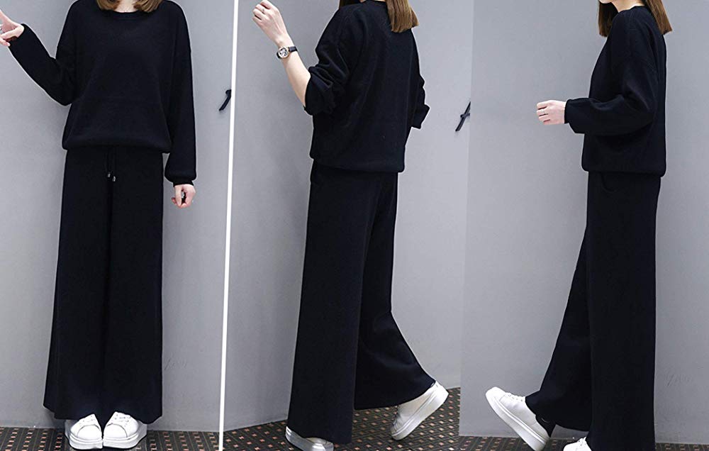 スウェット 上下 レディース トレーナー パンツ ジャージ パジャマ 黒 部屋着 ゆったり ルームウェア 上下セット Letempslev K7a Com