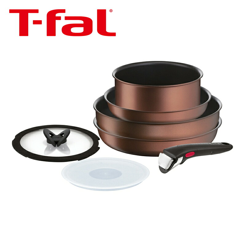 T-FAL ティファール インジニオ・ネオ IHモカ セット7 ブラウン L78791 上品 シック コーティング お知らせ マーク フィット こびれつきにくい 取っ手 取れる オーブン コンパクト 重ねて 食洗器 冷蔵庫 22cm 26cm フライパン ソースパン 中華鍋 正規品 L78791 3168430359383