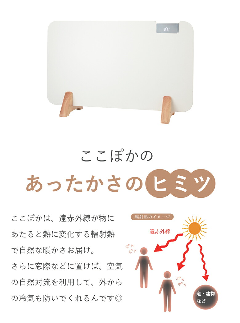 moku. コンベクターヒーター ここぽか 1200Wタイプ 8畳 MCH-1202/W 