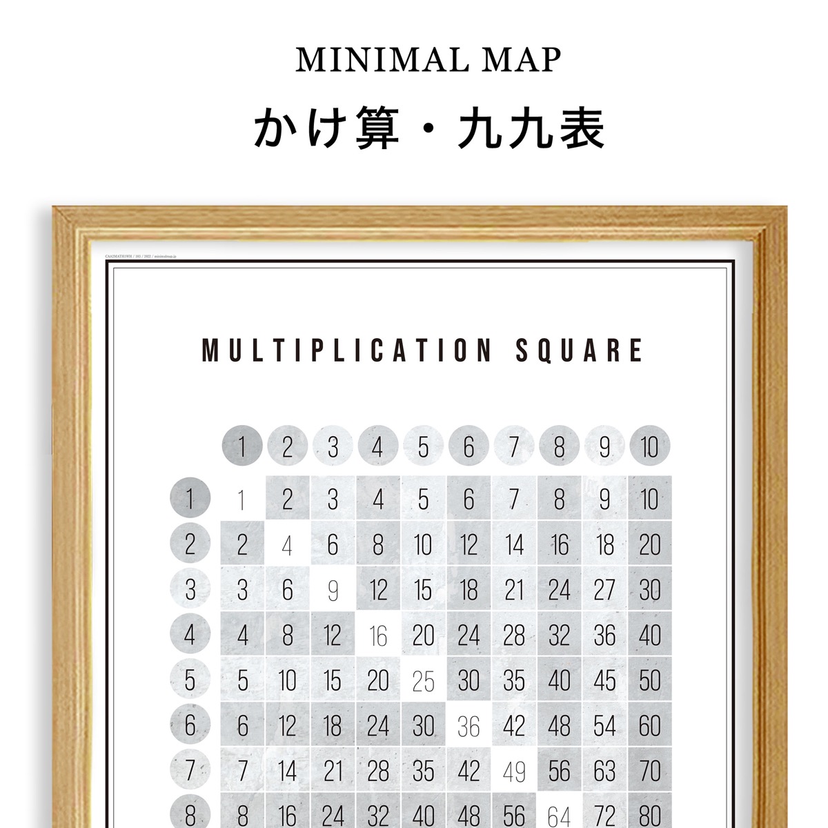 中華のおせち贈り物 かけ算表 九九表 ポスターA2 おしゃれ シンプル