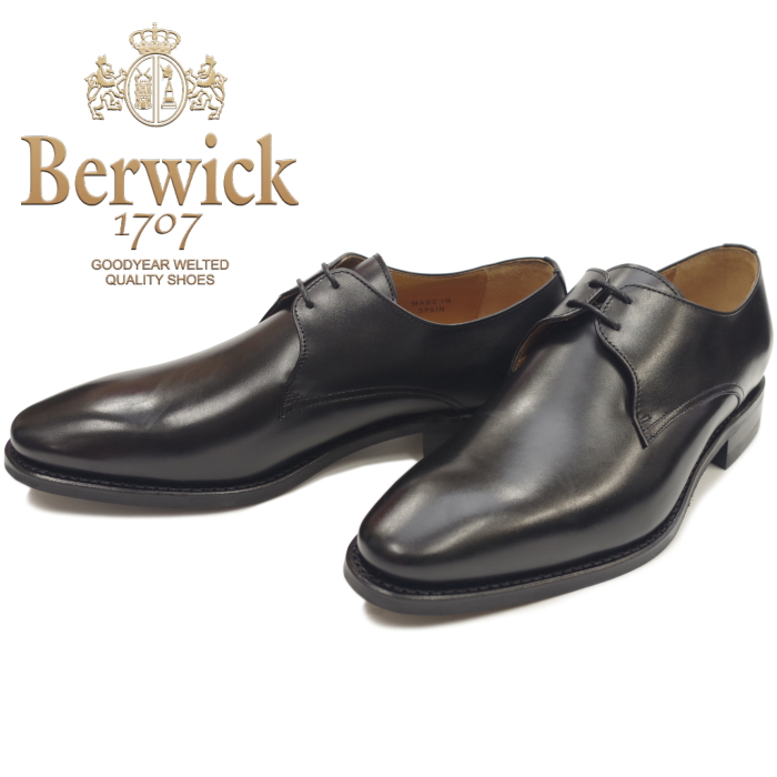 楽天市場】○○ バーウィック 靴 Berwick プレーントゥ 1606 ブラック 