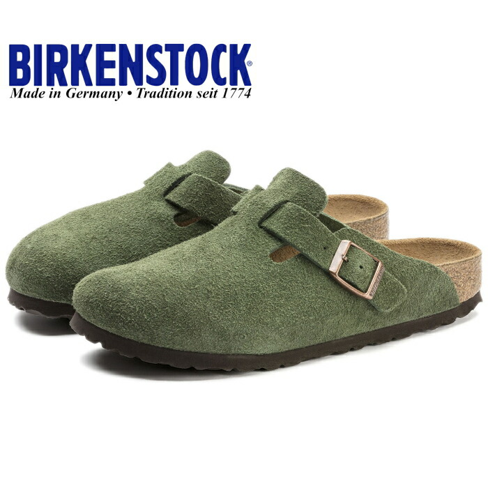 birkenstock boston green suede