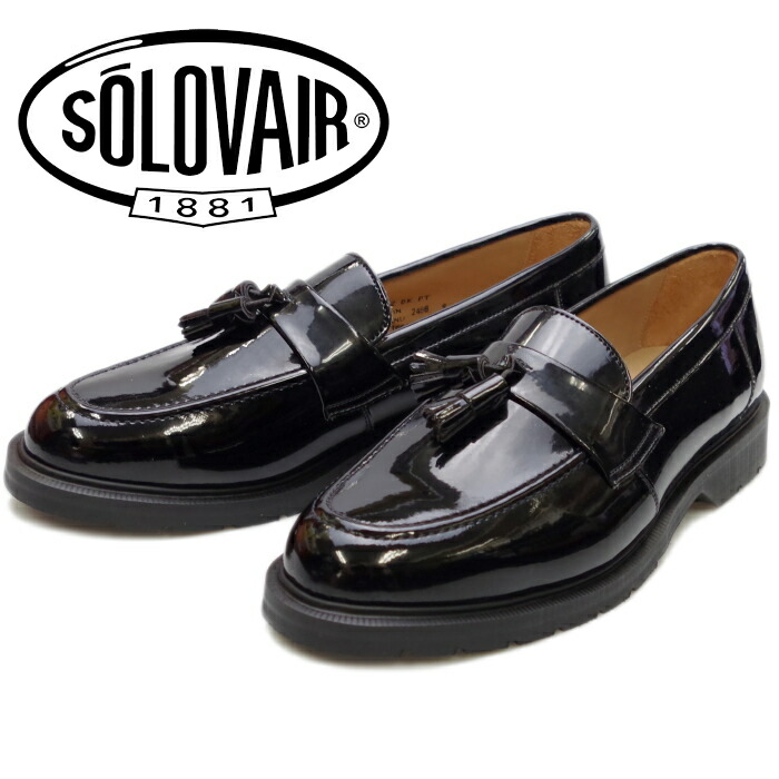 高知インター店 ローファー ブラックパテント Patent Loafer Tassel 2 Solovair ローファー ソロヴェアー タッセルローファー あす楽対応 21春夏新作 送料無料 イングランド製 ビジネスシューズ レザー スリッポン メンズ