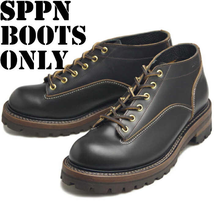 【百貨店SALE尖んがり最大限度10倍】 スッピン SPPN BOOTS SP-04L 黒いこと 4-INCH LACE TO TOE BOOTS 4in レーストゥトゥブーツ 細工物ブーツ 本革 メンズ オックスフォード スピード競技繰り上げる 茶芯 アウトドア 難民キャンプ 日本製 貨物輸送無料