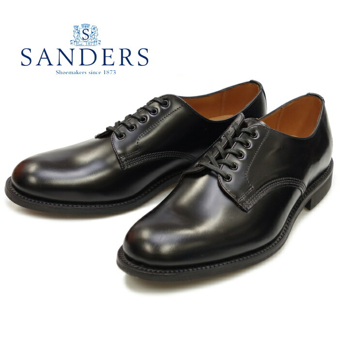 サンダース ミリタリー SANDERS 2246 MILITARY OFFICER SHOE ブラック オフィサーシューズ プレーントゥ レザー ビジネスシューズ メンズ 本革 イングランド製 2020秋冬新作 送料無料 【12時までは当日配送】