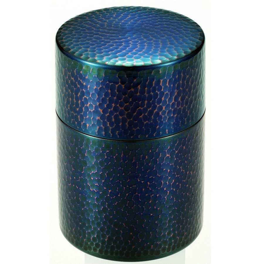まとめ得 純銅青被仕上げ 鎚目茶筒(中) BC-304B x [2個] /l まとめ得 純銅青被仕上げ 鎚目茶筒(中) BC-304B x [2個] ⁄l
