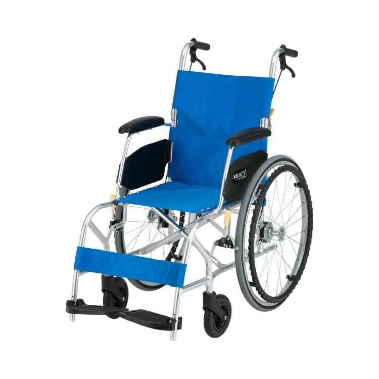 車椅子 自走式 KALU8α カルハチアルファ エアリータイヤ Aパッケージ NA-L8α ライトブルー 座幅40cm 日進医療器｜介護ミニロク 店