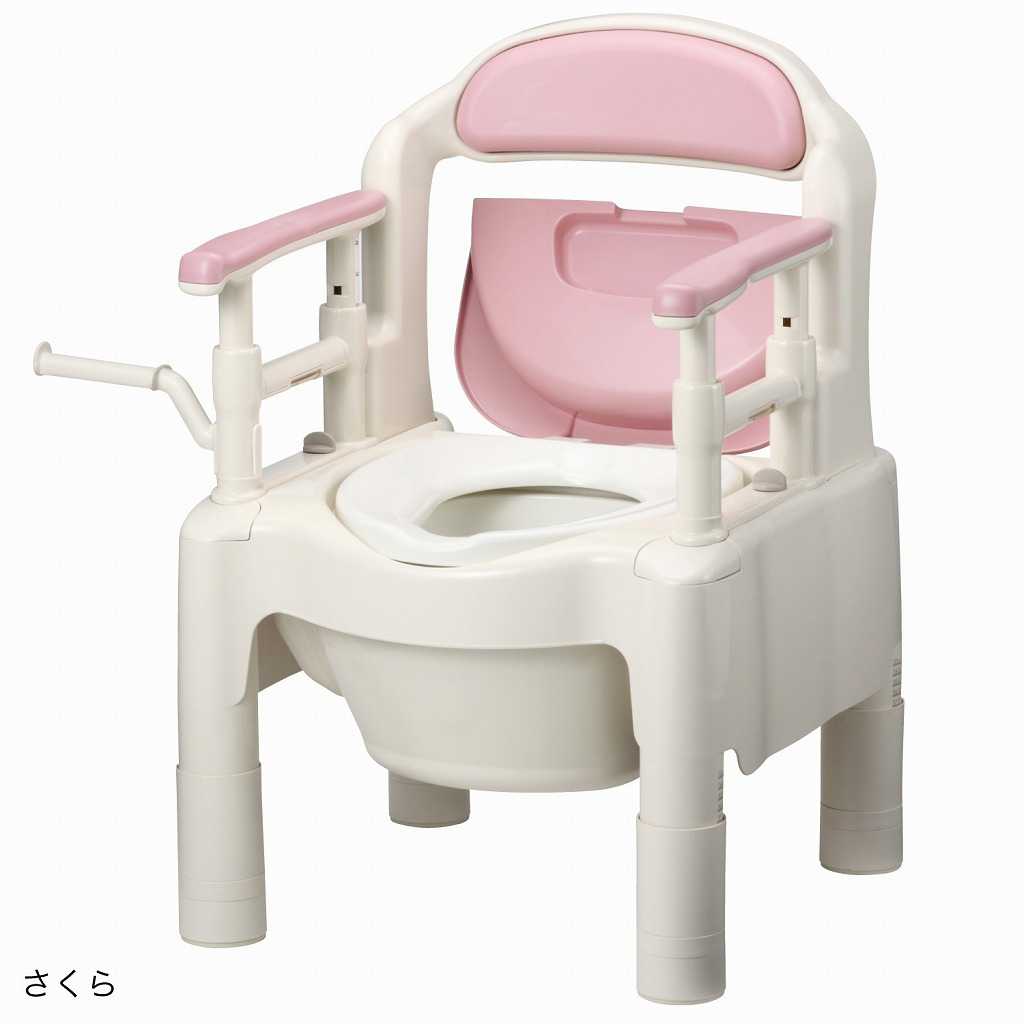 ポータブルトイレFX-CP ちびくまくん 暖房・快適脱臭タイプ さくら 533-335 アロン化成｜介護ミニロク 店