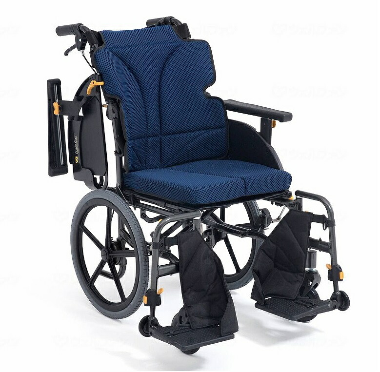車いす 車椅子  薄墨色五線譜アジャスト 自走式 ドラロック操作手順 GRC-61BD M-12 紺 米国海軍 40糎幅 松永製造所