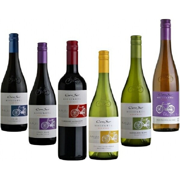 コノスル　ぶどう品種別飲み比べ6本セット750ml×6本 (送料無料、一部地域は除く)wine ワイン 飲み比べ のみくらべ ワインセット チリ 赤 白 辛口 フルボディ ミディアムボディ 家飲み 宅飲み パーティー ギフト プレゼント まとめ買い