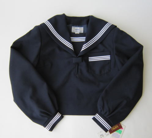 セーラー服上衣 (紺・3本ライン) KANKO カンコー 衿・カフス・胸ポケット3本ライン ウール50% ポリエステル50%