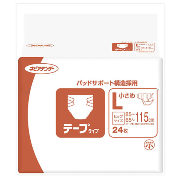【ケース販売】ネピアテンダー テープタイプ 小さめLサイズ 袋入数24枚×ケース入数3袋 ケース販売 介護用紙おむつ パッドタイプ 王子ネピア 尿もれ 失禁 大人のおむつ 介護 介助 入院 自立排泄 排せつ 寝たきり 老後 高齢者施設|みんなの介護用品 専門店