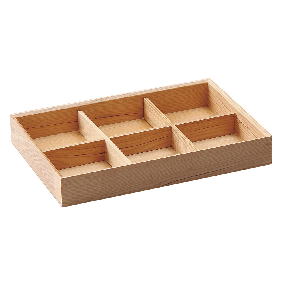 木製ミニ六ツ切弁当 身・仕切セット 約31cm 木製品 弁当・盛台 業務用