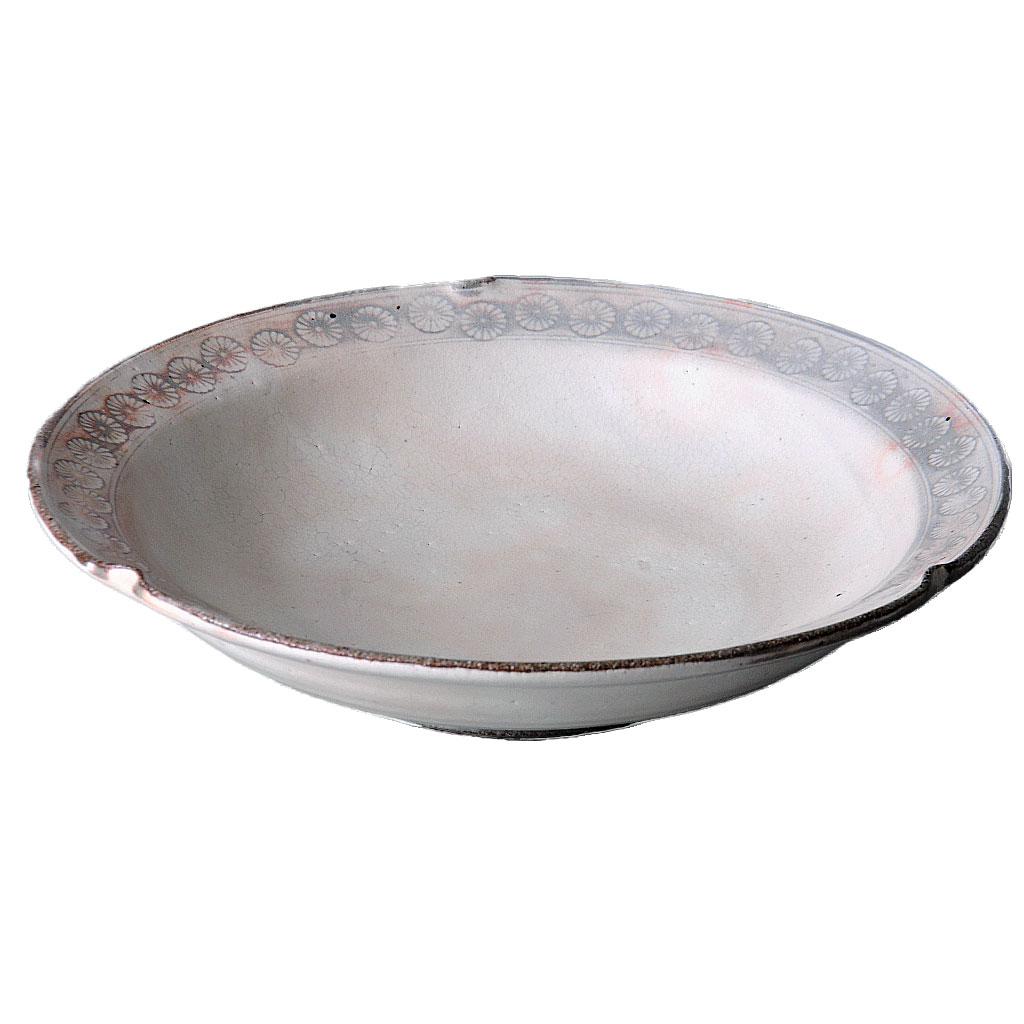 粉引印花尺丸皿 和食器 丸大皿 業務用 約36.5cm 在庫処分品 数量限定 セール