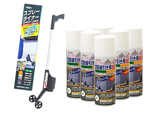 アサヒペン 道のり分け目用吹きつけるラインドライブ書き割り 白 太線用 400ml 6本 専用ラインドライブ付き添い人 パーキング場 道のり ペンキ塗り 取りつくろう