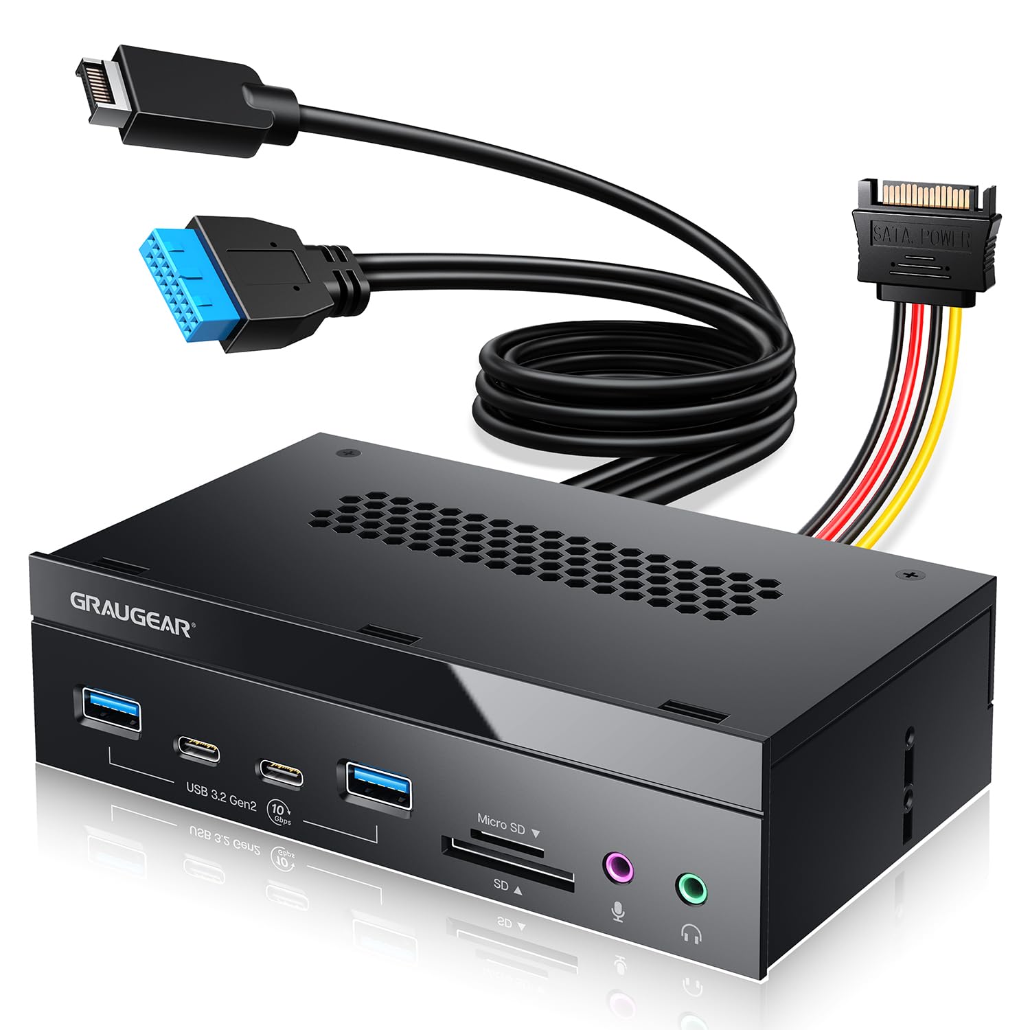 GRAUGEAR 5.25in USB 3.2 マイコン向こう正面ダイアログボックス 歌留多指導者 オーディオ界面 SD microSD 内部的繋ぎ合わせる USB Type-E 20いの一番 USB3.0 SATAワット数繋ぎ相応う