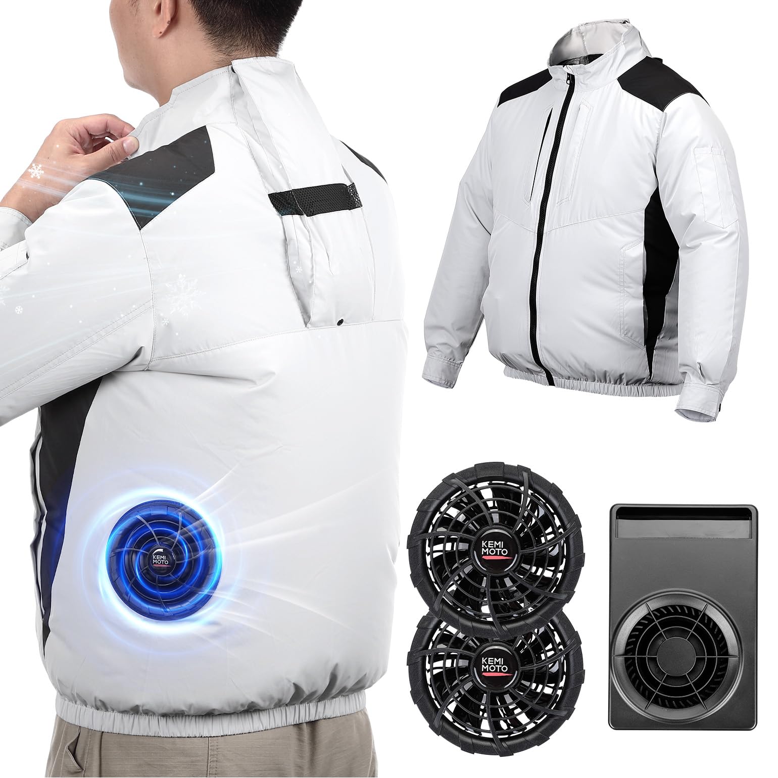 [KEMIMOTO] 最先端冷風機追加 ファン付き作業服 空調作業服 長袖 20000mAh30V超高出力 ファン付きベスト 冷却ベスト 5段階調節 個別調節スイッチ付き 3D循環送風 USB給電 ファンバッテリーセット ｜みんなのマーケット